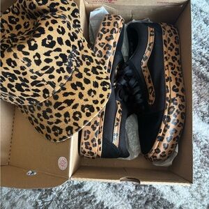 Vans Leopard Print Black and Tan Old Skool Sneakers